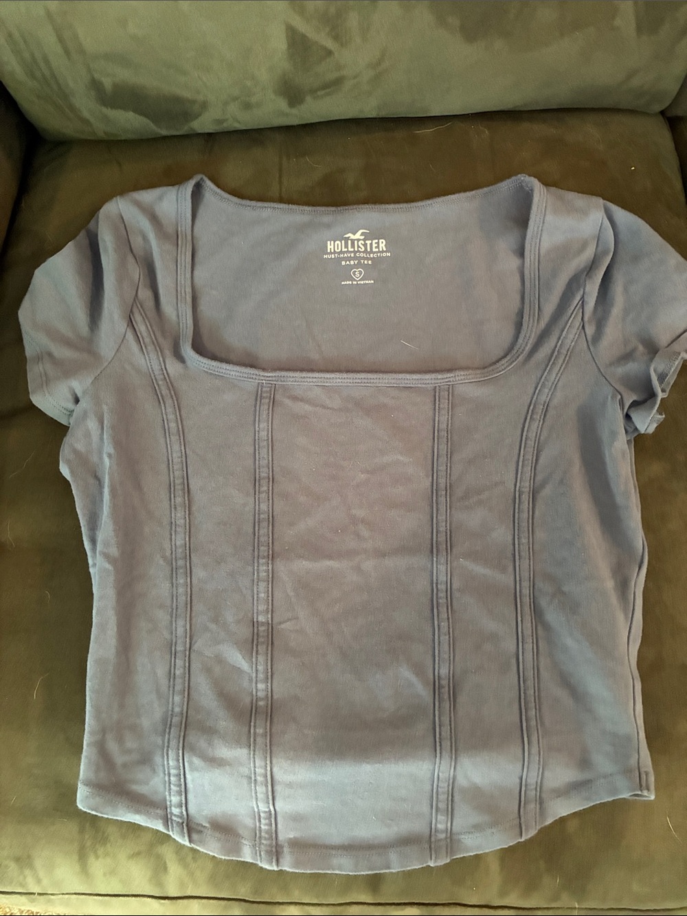 Hollister Square Neck Short Sleeve Top - Blue